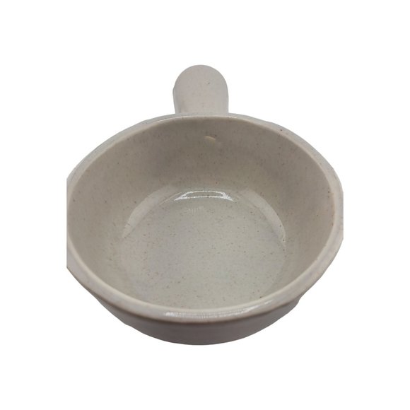 GRAYSTONE McCoy Nelson Soup Bowl Handle Round Gray Drip on Ivory USA Pottery - Picture 1 of 13